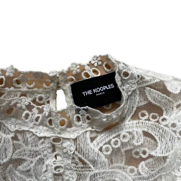 The Kooples Floral Lace White Top Size M - Picture 4 of 8